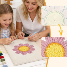 Laden Sie das Bild in den Galerie-Viewer, Punch Needle mit Rahmen - Rosa Gänseblümchen