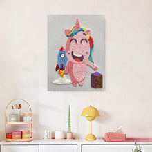 Laden Sie das Bild in den Galerie-Viewer, Punch Needle mit Rahmen - Einhorn Abenteuer