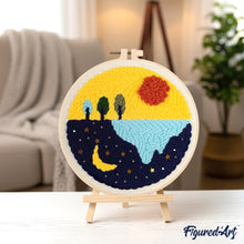 Laden Sie das Bild in den Galerie-Viewer, Punch Needle Sonne und Mond