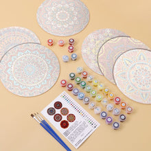 Laden Sie das Bild in den Galerie-Viewer, Malen nach Zahlen 20 cm Tischsets (6 Stück) - Böhmische Mandala Rund