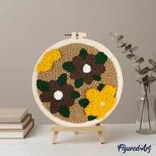 Laden Sie das Bild in den Galerie-Viewer, Punch Needle Gelbe und braune Blumen