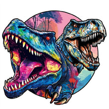 Laden Sie das Bild in den Galerie-Viewer, 2D Holzpuzzle – Coole Zwillingsdinosaurier