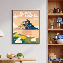Laden Sie das Bild in den Galerie-Viewer, Diamond Painting – Reiseplakat Mont Saint-Michel – 40 x 50 cm auf Keilrahmen gespannt