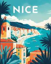 Laden Sie das Bild in den Galerie-Viewer, Diamond Painting – Reiseplakat Nizza – 40 x 50 cm auf Keilrahmen gespannt