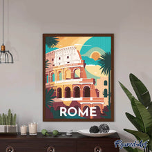 Laden Sie das Bild in den Galerie-Viewer, Diamond Painting – Reiseplakat Rom – 40 x 50 cm auf Keilrahmen gespannt