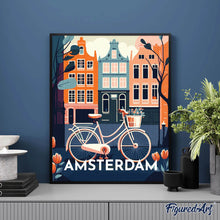 Laden Sie das Bild in den Galerie-Viewer, Diamond Painting – Reiseplakat Amsterdam – 40 x 50 cm auf Keilrahmen gespannt