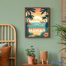 Laden Sie das Bild in den Galerie-Viewer, Diamond Painting – Reiseposter Hawaii – 40 x 50 cm auf Keilrahmen gespannt