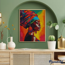 Laden Sie das Bild in den Galerie-Viewer, Diamond Painting - Lebhafte Afrikanische Dame – 40 x 50 cm auf Keilrahmen gespannt