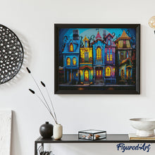 Laden Sie das Bild in den Galerie-Viewer, Diamond Painting - Bunte Gotische Häuser – 40 x 50 cm auf Keilrahmen gespannt