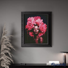 Laden Sie das Bild in den Galerie-Viewer, Diamond Painting - Pfingstrosen Haar Dame – 40 x 50 cm auf Keilrahmen gespannt