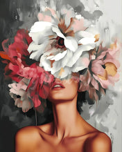 Laden Sie das Bild in den Galerie-Viewer, Diamond Painting - Schönheit hinter Blumen – 40 x 50 cm auf Keilrahmen gespannt