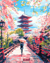 Laden Sie das Bild in den Galerie-Viewer, Diamond Painting - Kyoto in voller Blüte – 40 x 50 cm auf Keilrahmen gespannt