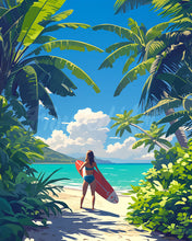 Laden Sie das Bild in den Galerie-Viewer, Diamond Painting - Tropisches Surfparadies – 40 x 50 cm auf Keilrahmen gespannt