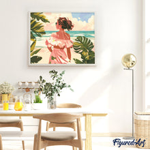 Laden Sie das Bild in den Galerie-Viewer, Diamond Painting - Liebliches Mädchen am Meer – 40 x 50 cm auf Keilrahmen gespannt