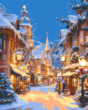 Laden Sie das Bild in den Galerie-Viewer, Diamond Painting - Beleuchtetes Weihnachtsdorf – 40 x 50 cm auf Keilrahmen gespannt