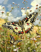 Laden Sie das Bild in den Galerie-Viewer, Diamond Painting - Proserpine-Schmetterling und Wildblumen – 40 x 50 cm auf Keilrahmen gespannt
