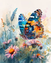 Laden Sie das Bild in den Galerie-Viewer, Diamond Painting - Schmetterling und Blumen – 40 x 50 cm auf Keilrahmen gespannt