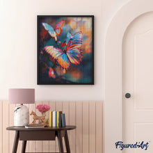Laden Sie das Bild in den Galerie-Viewer, Diamond Painting - Leuchtende Schmetterlinge – 40 x 50 cm auf Keilrahmen gespannt