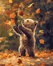 Laden Sie das Bild in den Galerie-Viewer, Diamond Painting - Bär und fallende Blätter – 40 x 50 cm auf Keilrahmen gespannt