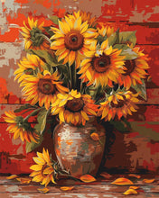 Laden Sie das Bild in den Galerie-Viewer, Diamond Painting - Herbst-Sonnenblumen-Vase – 40 x 50 cm auf Keilrahmen gespannt