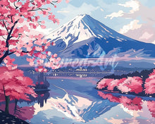 Laden Sie das Bild in den Galerie-Viewer, Diamond Painting - Mount Fuji und Kirschbüten See – 40 x 50 cm auf Keilrahmen gespannt