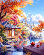 Laden Sie das Bild in den Galerie-Viewer, Diamond Painting - Herbst-Teehaus am See
