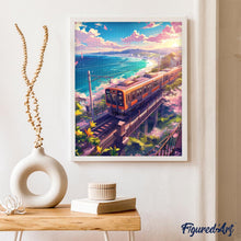 Laden Sie das Bild in den Galerie-Viewer, Diamond Painting - Sakura-Bahnlinie am Ozean