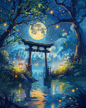 Laden Sie das Bild in den Galerie-Viewer, Diamond Painting - Mondlicht-Torii mit Glühwürmchen