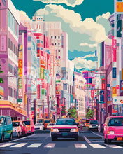 Laden Sie das Bild in den Galerie-Viewer, Diamond Painting - Belebte Straße in Japan – 40 x 50 cm auf Keilrahmen gespannt