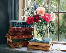 Laden Sie das Bild in den Galerie-Viewer, Diamond Painting - Antike Bücher und Blumen