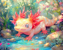 Laden Sie das Bild in den Galerie-Viewer, Diamond Painting - Sonnenbadender Axolotl