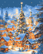 Laden Sie das Bild in den Galerie-Viewer, Diamond Painting - Funkelndes Weihnachtsdorf – 40 x 50 cm auf Keilrahmen gespannt