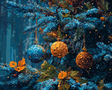 Laden Sie das Bild in den Galerie-Viewer, Diamond Painting - Blaufichte und Kugeln