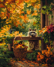 Laden Sie das Bild in den Galerie-Viewer, Diamond Painting - Süßer Waschbär im Herbst