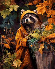 Laden Sie das Bild in den Galerie-Viewer, Diamond Painting - Waschbär im Regenmantel