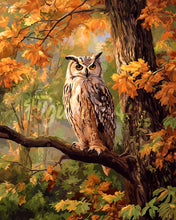 Laden Sie das Bild in den Galerie-Viewer, Diamond Painting - Eule unter goldenen Blättern