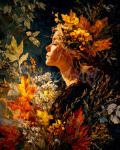 Laden Sie das Bild in den Galerie-Viewer, Diamond Painting - Dame mit goldenem Laub