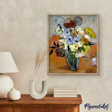 Laden Sie das Bild in den Galerie-Viewer, Diamond Painting - Stillleben mit Vase mit Rosen und Anemonen - Van Gogh