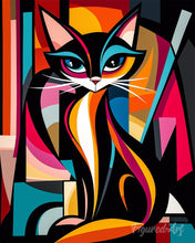 Laden Sie das Bild in den Galerie-Viewer, Diamond Painting - Kühne Abstrakte Katze