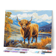 Laden Sie das Bild in den Galerie-Viewer, Diamond Painting - Highland Cow goldener See