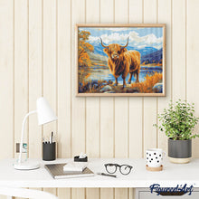 Laden Sie das Bild in den Galerie-Viewer, Diamond Painting - Highland Cow goldener See