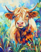 Laden Sie das Bild in den Galerie-Viewer, Diamond Painting - Highland Cow in Blüte