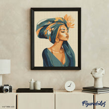 Laden Sie das Bild in den Galerie-Viewer, Diamond Painting - Frau mit floralem Kopftuch