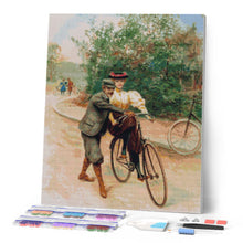 Laden Sie das Bild in den Galerie-Viewer, Diamond Painting - Romantische Fahrradstunde Vintage-Gemälde