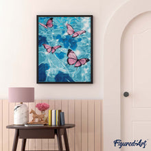 Laden Sie das Bild in den Galerie-Viewer, Diamond Painting - Rosa Schmetterlinge auf dem Wasser