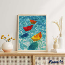 Laden Sie das Bild in den Galerie-Viewer, Diamond Painting - Origami-Boote auf Blau