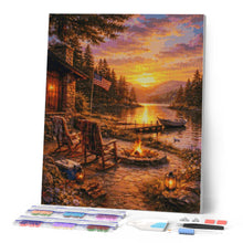 Laden Sie das Bild in den Galerie-Viewer, Diamond Painting - Goldene Stunde am See