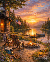 Laden Sie das Bild in den Galerie-Viewer, Diamond Painting - Goldene Stunde am See