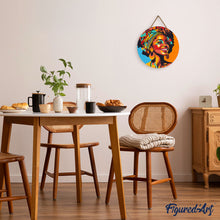 Laden Sie das Bild in den Galerie-Viewer, Diamond Painting auf Holzscheibe - Afrikanische Königin Pop Art