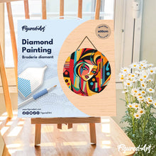 Laden Sie das Bild in den Galerie-Viewer, Diamond Painting auf Holzscheibe - Abstrakte Frau im Picasso Stil